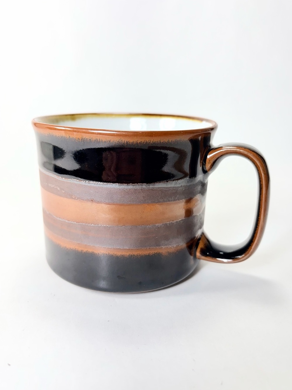 Vintage Otagiri Stripes Horizon Coffee Stoneware Black Brown Mug